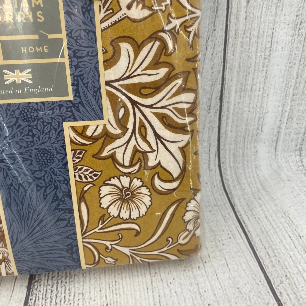 William Morris Duvet Set King Cherwell Honey Yellow Floral Cotton Percale Earthy